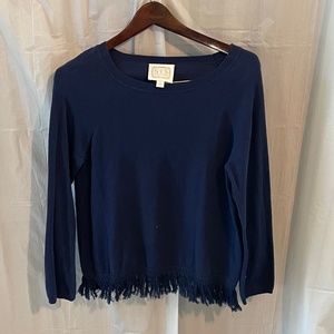 Sail to Sable Midnight Blue Fringe Sweater